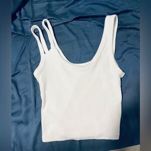 Abercrombie & Fitch White Double Strap Crop Tank Top
